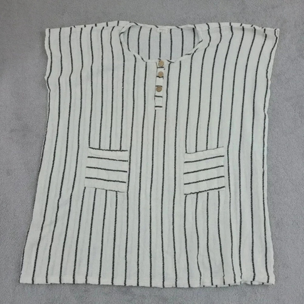 💥  ‎ Striped Cotton Tunic Dress Cap sleeve One size 28CT